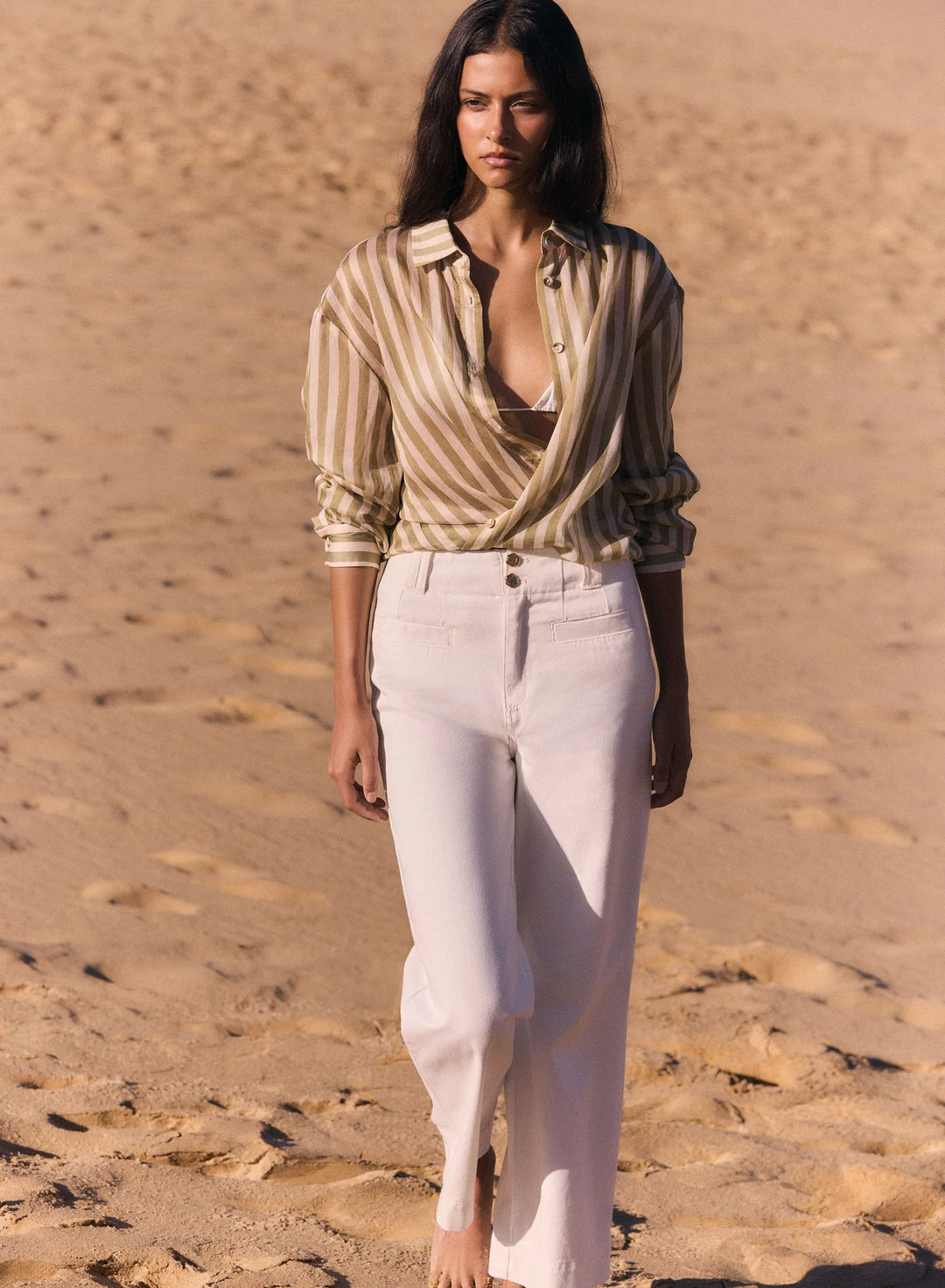Esmaee Sahara Shirt - Sage Stripe