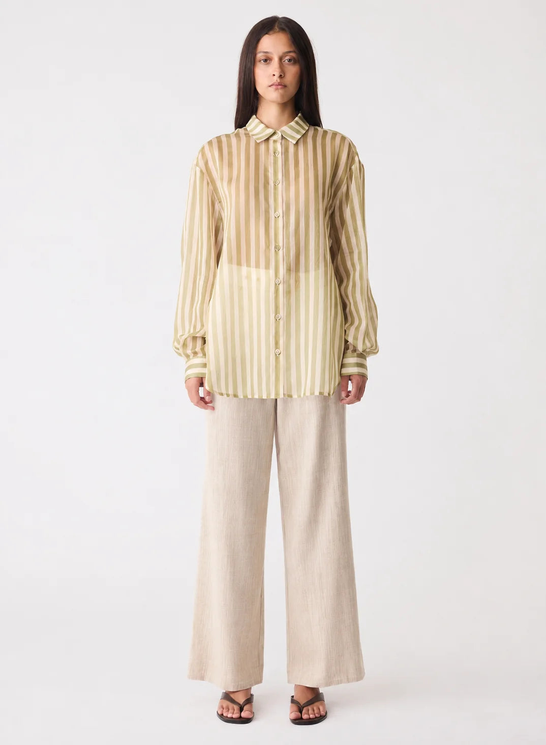 Esmaee Sahara Shirt - Sage Stripe