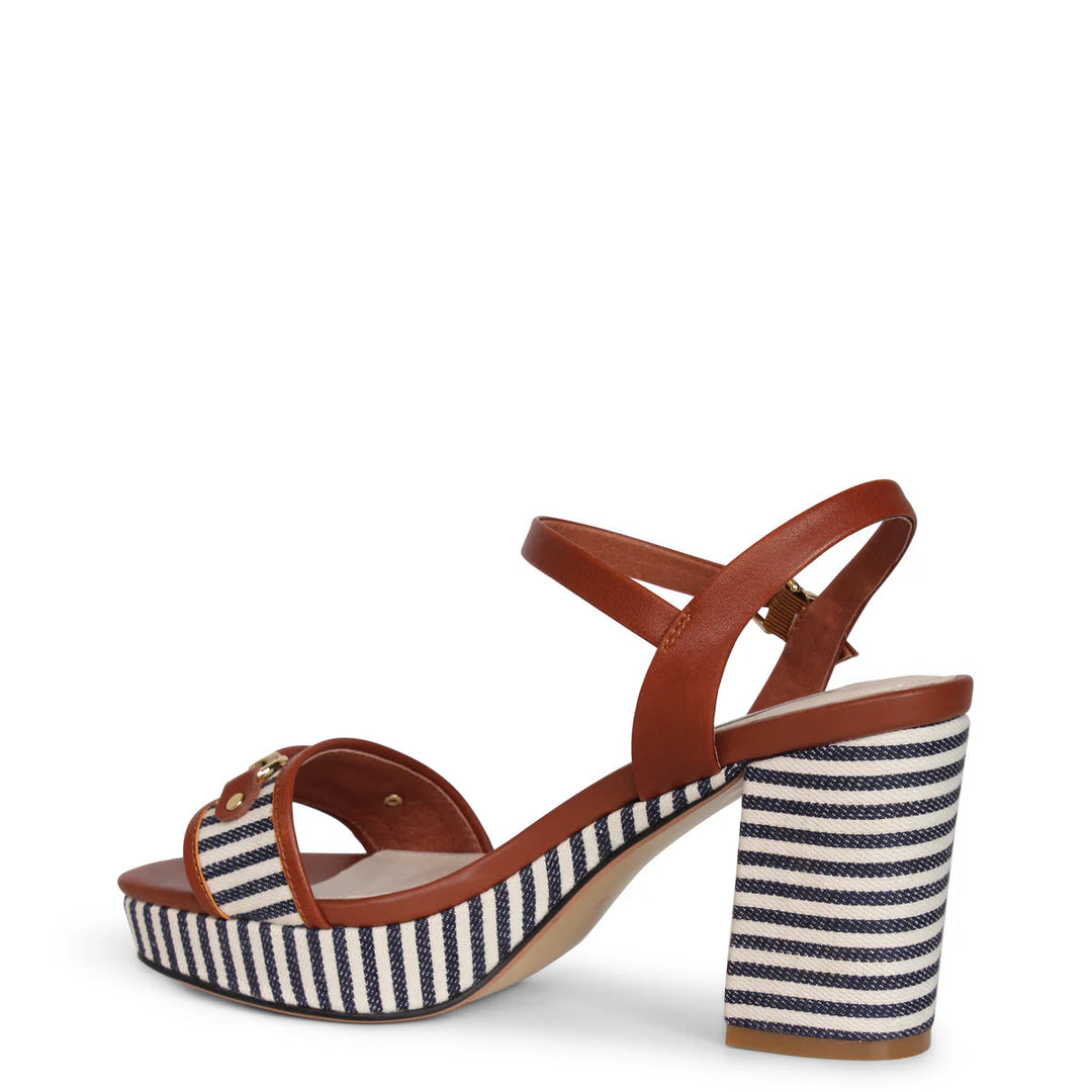 Kathryn Wilson Olivia Heel - Walnut Calf/Ink Stripe - Shop 9