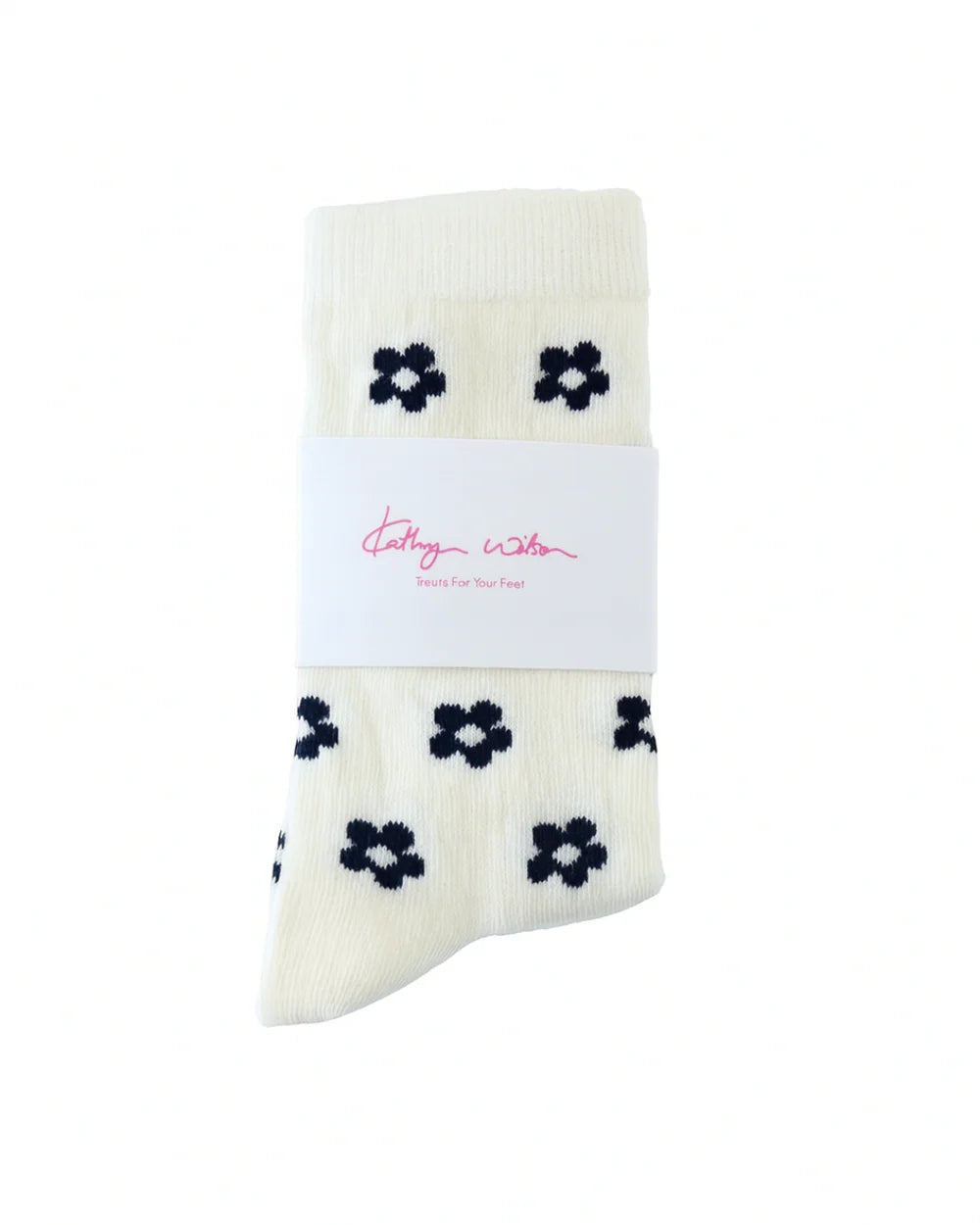Kathryn Wilson Socks - Cream/Ink Petals - Shop 9