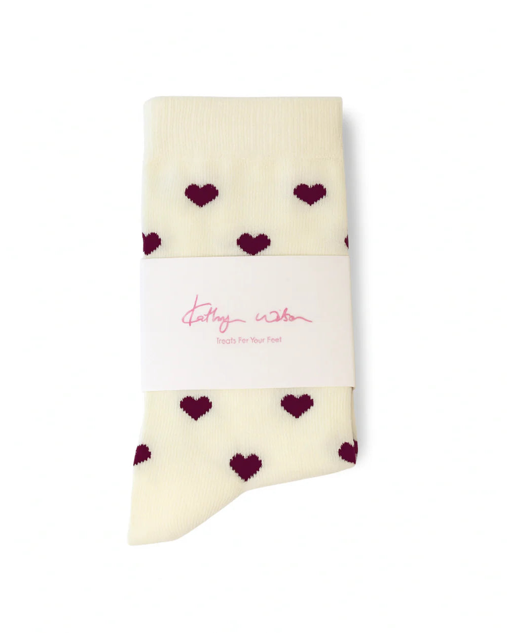 Kathryn Wilson Socks - Cream/Wine Hearts - Shop 9
