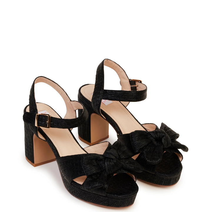 Kathryn Wilson Zsa Zsa Heels - Black Metallic Pleats - Shop 9