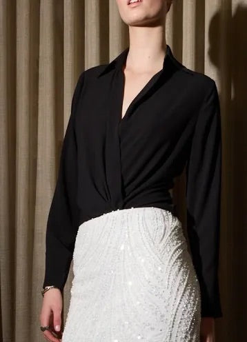 Knuefermann Knotted Shirt Black Poly Crepe