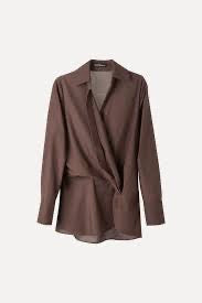 Knuefermann Knotted Shirt Silk/Cotton Cafe Noir