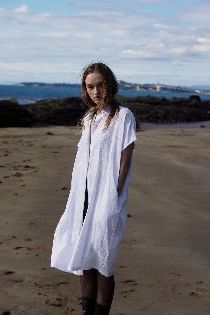 Knuefermann Coco Linen Shirtdress - White - Shop 9