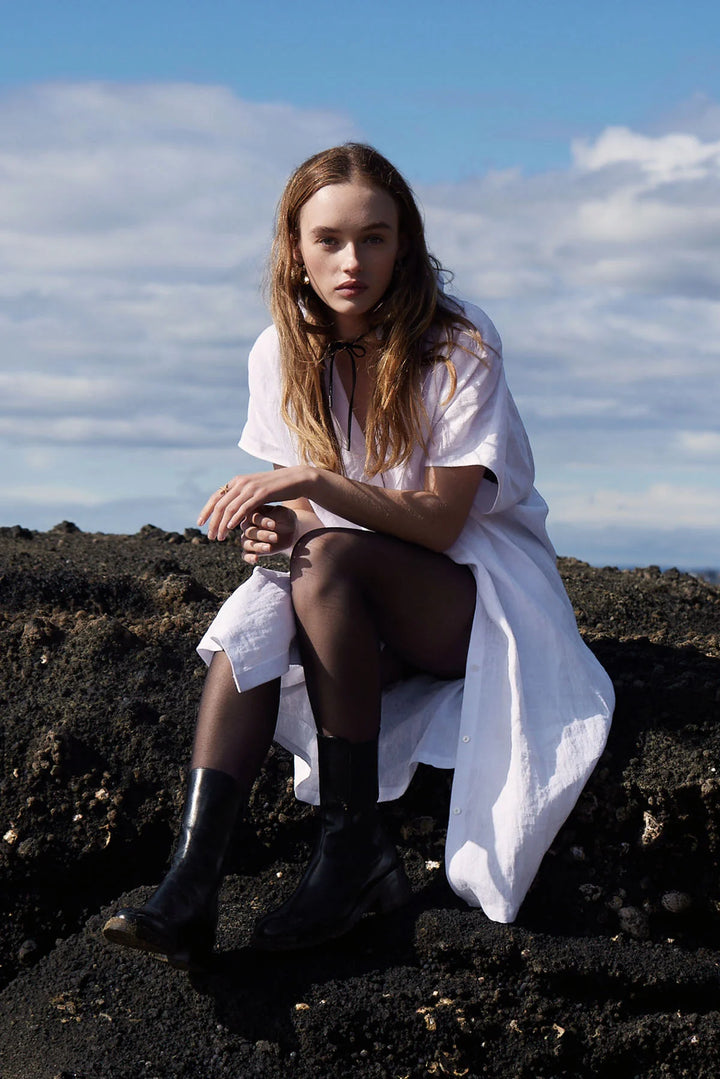 Knuefermann Coco Linen Shirtdress - White - Shop 9
