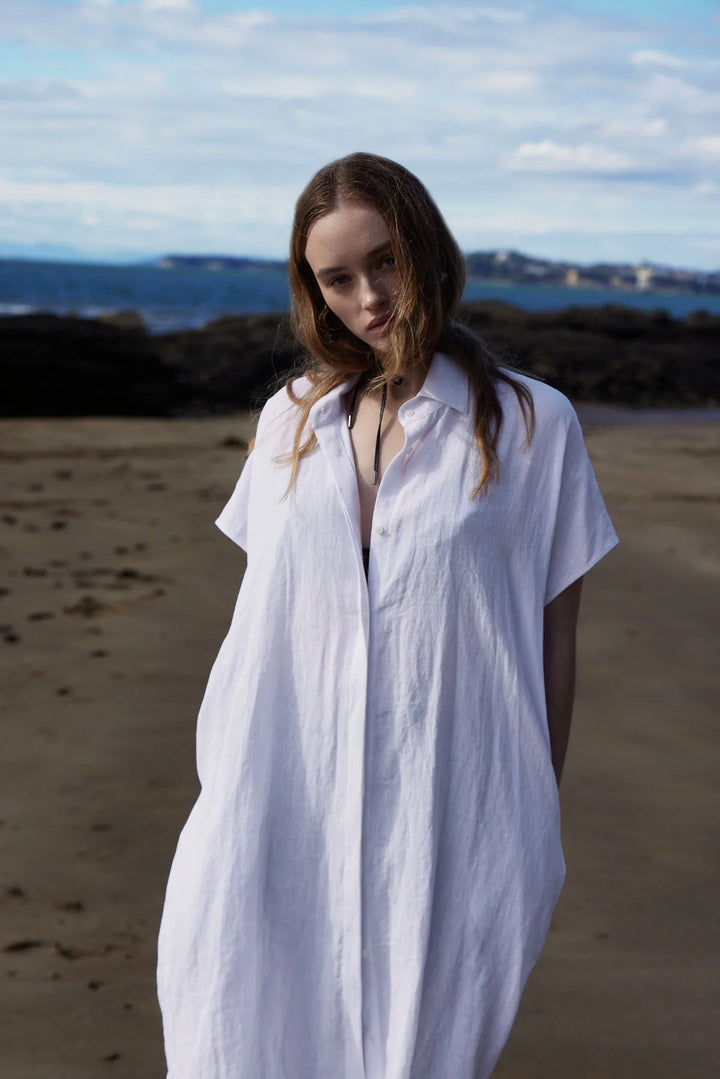 Knuefermann Coco Linen Shirtdress - White - Shop 9
