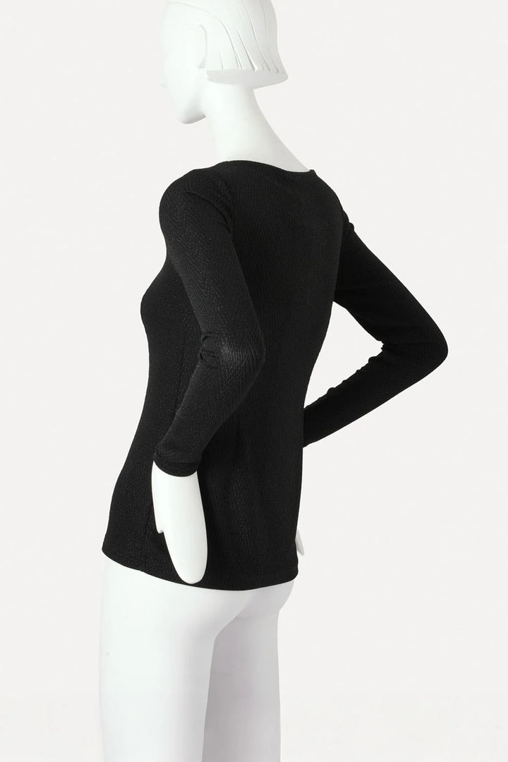 Knuefermann Giovanni Boatneck Top - Black Lurex