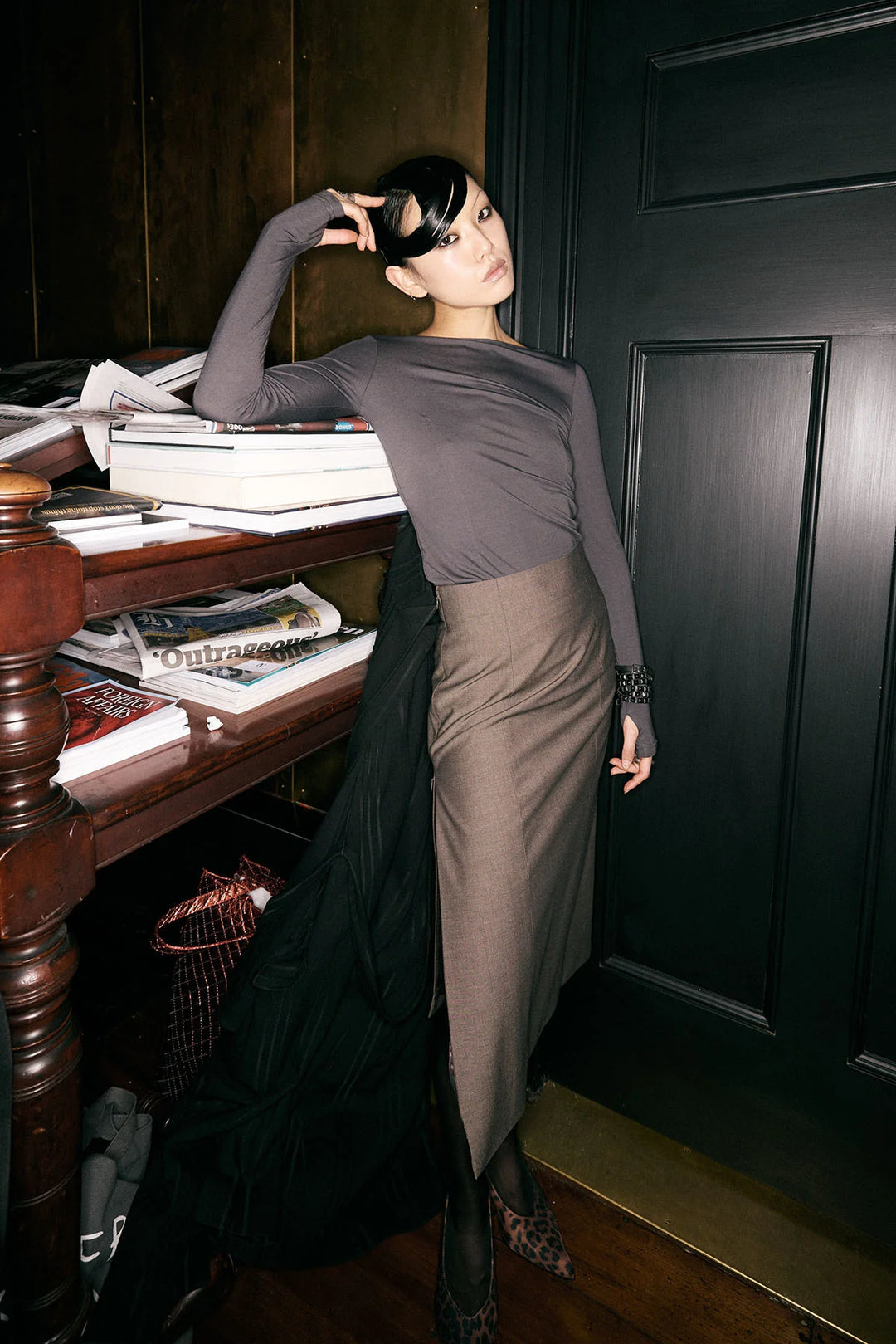 Knuefermann Giovanni Boatneck Top - Charcoal