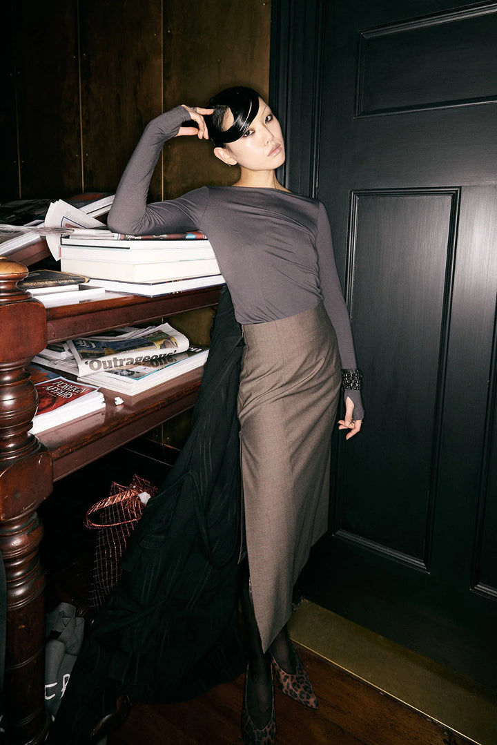 Knuefermann Giovanni Boatneck Top - Charcoal
