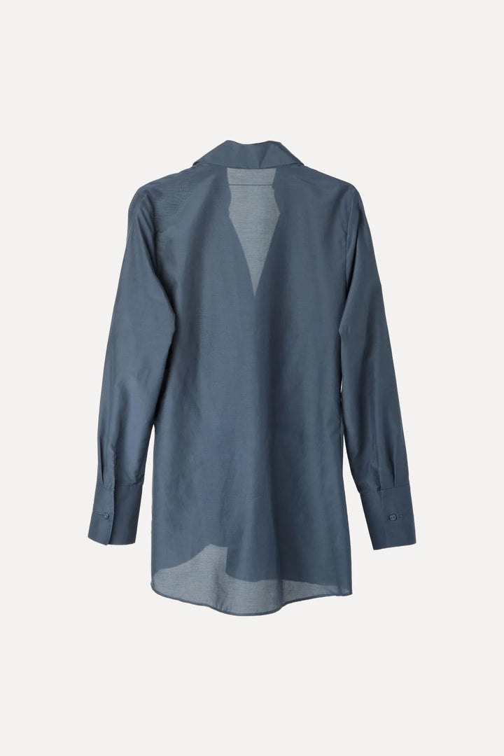 Knuefermann Knotted Shirt Silk/Cotton Cafe Petrol Blue