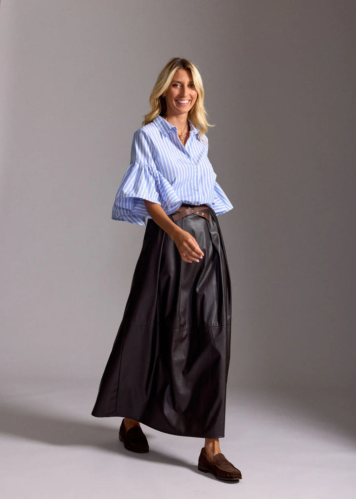 Lauren Vidal Bruna Long Faux leather Skirt - Cafe - Shop 9