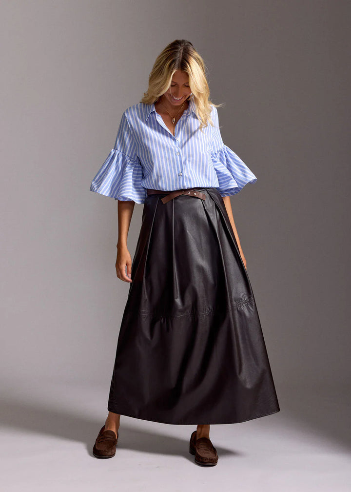 Lauren Vidal Bruna Long Faux leather Skirt - Cafe - Shop 9