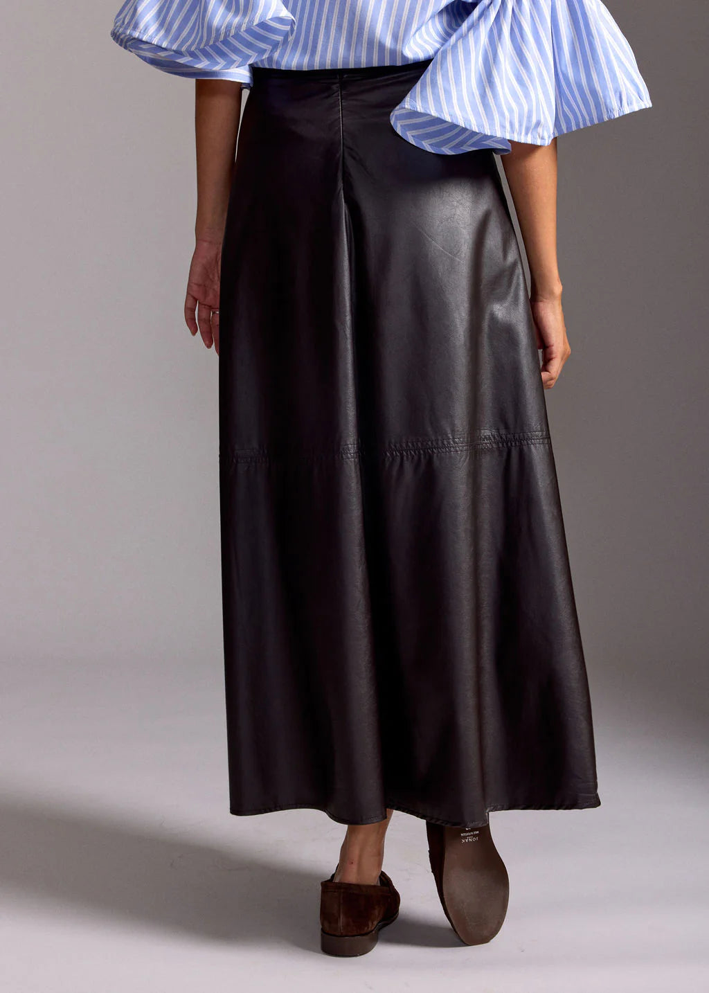 Lauren Vidal Bruna Long Faux leather Skirt - Cafe - Shop 9