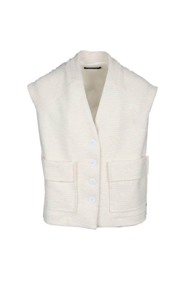 Lauren Vidal Foxie Sleeveless Jacket - Ecru - Shop 9
