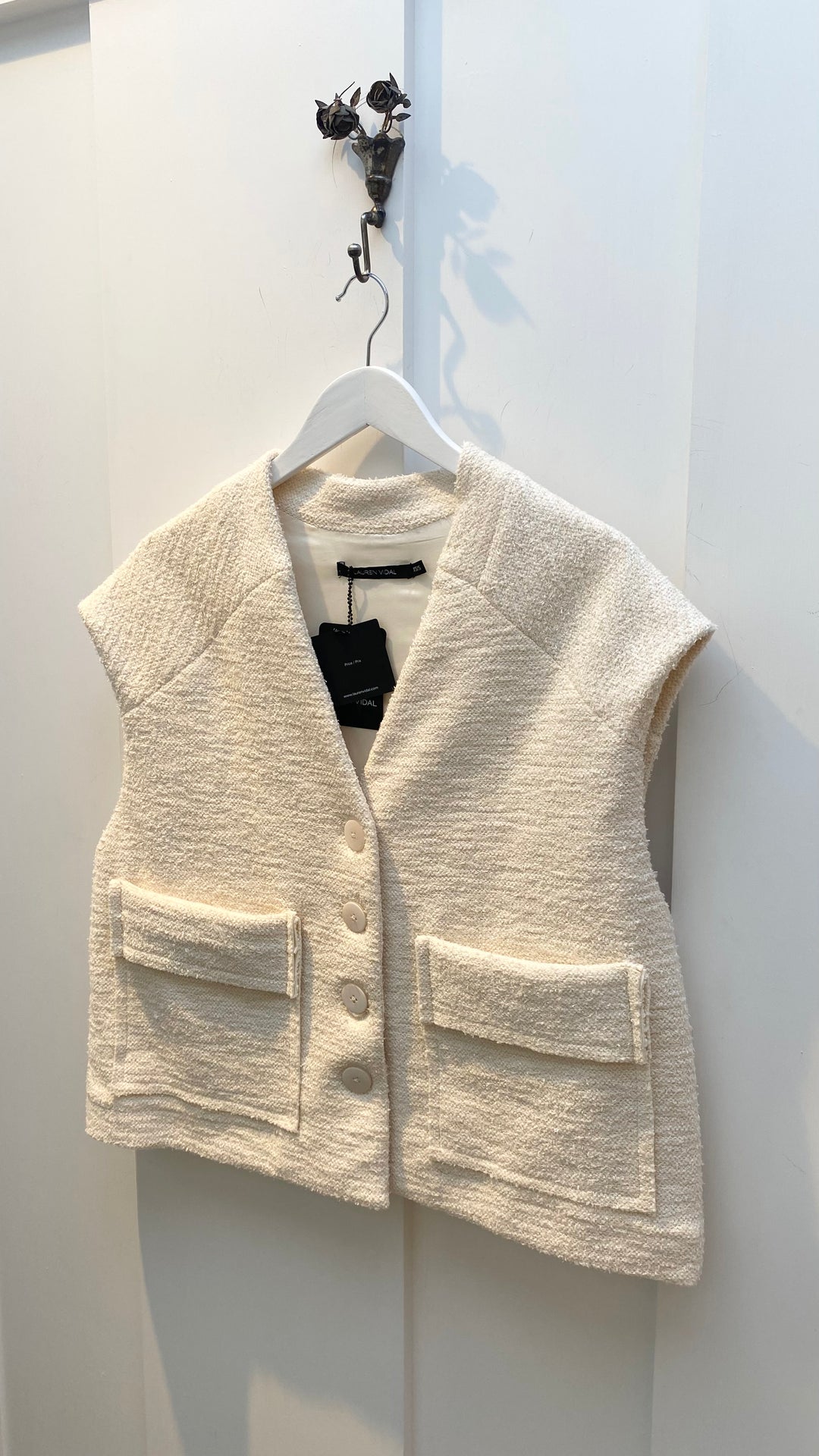 Lauren Vidal Foxie Sleeveless Jacket - Ecru - Shop 9