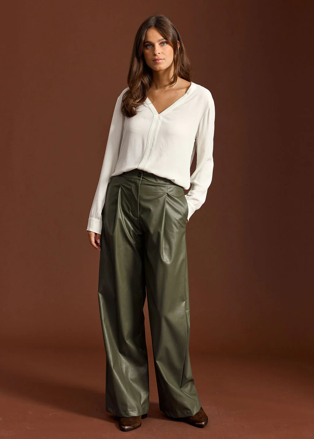 Lauren Vidal Misha Faux Leather Pants - Green - Shop 9