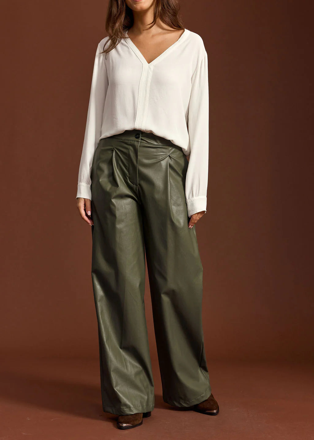 Lauren Vidal Misha Faux Leather Pants - Green - Shop 9