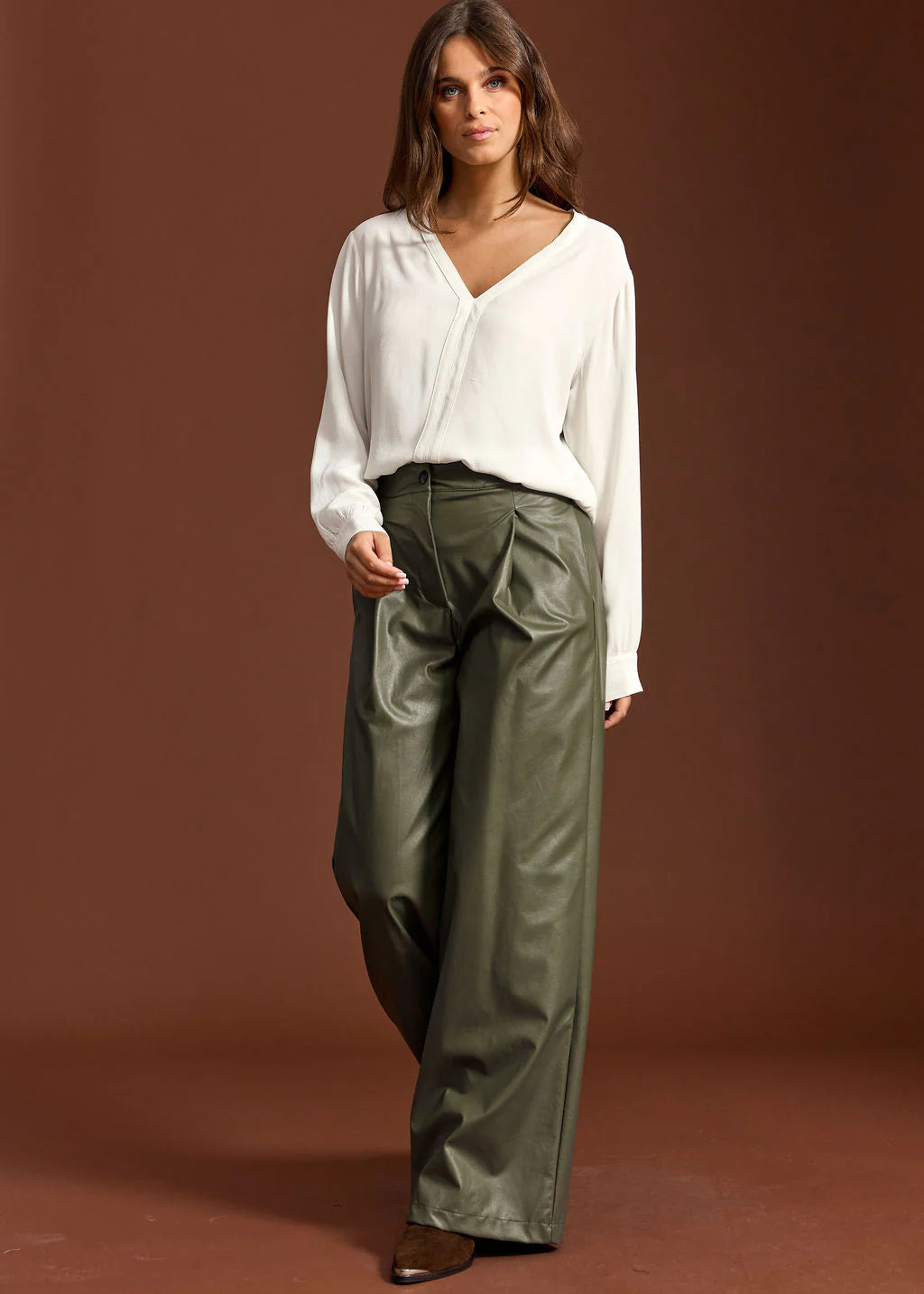 Lauren Vidal Misha Faux Leather Pants - Green - Shop 9
