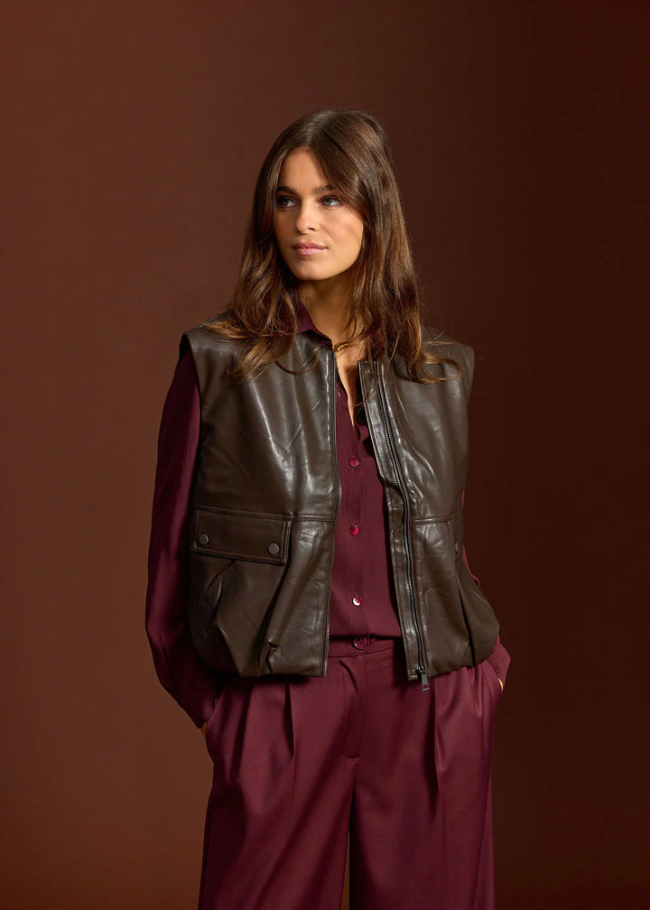 Lauren Vidal Owen Sleeveless Vest - Coffee - Shop 9