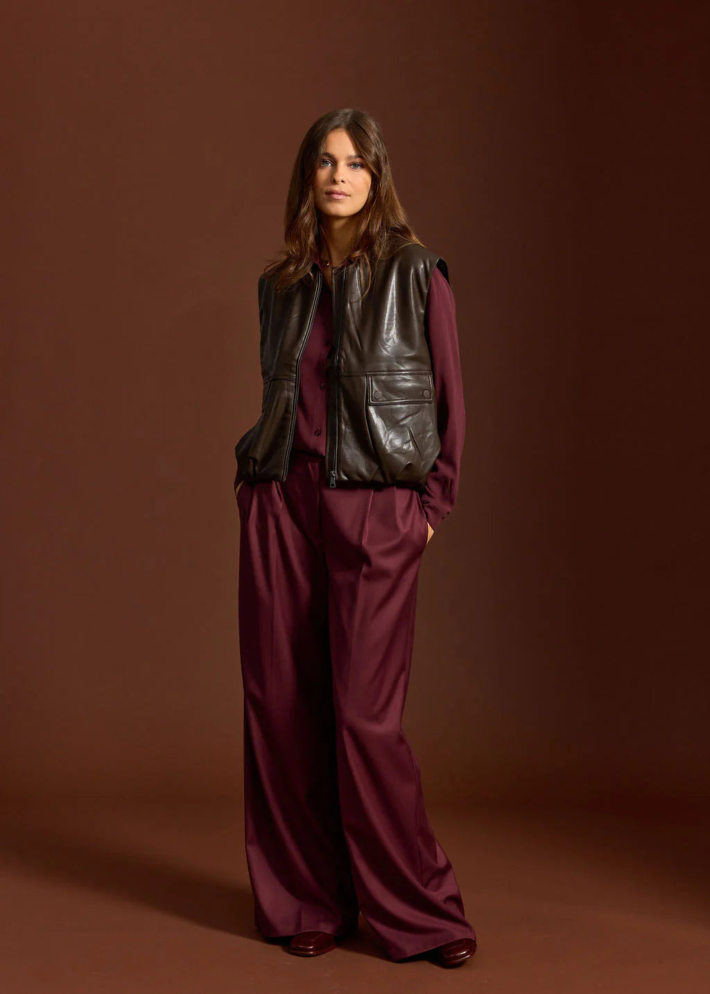 Lauren Vidal Owen Sleeveless Vest - Coffee - Shop 9