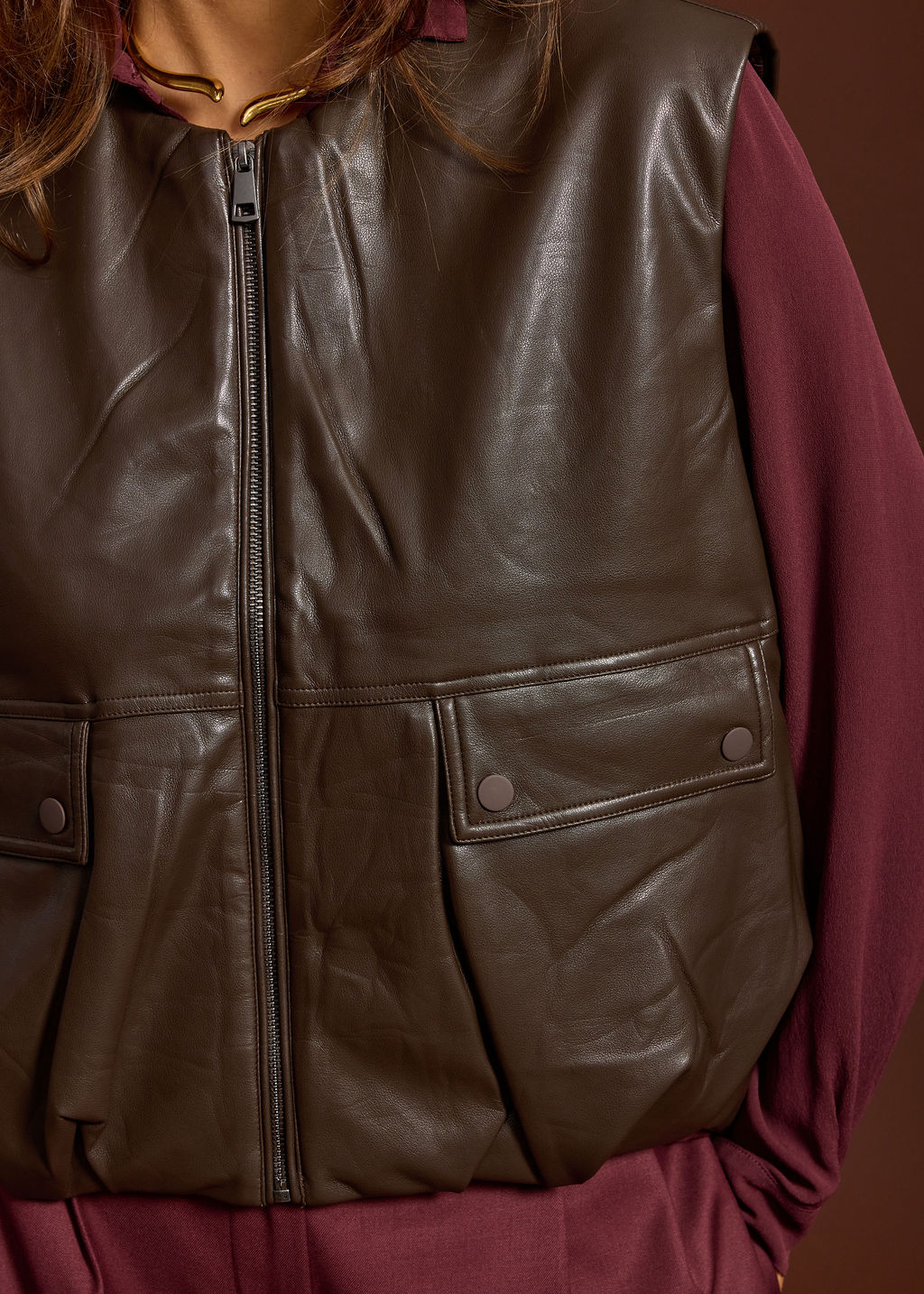 Lauren Vidal Owen Sleeveless Vest - Coffee - Shop 9