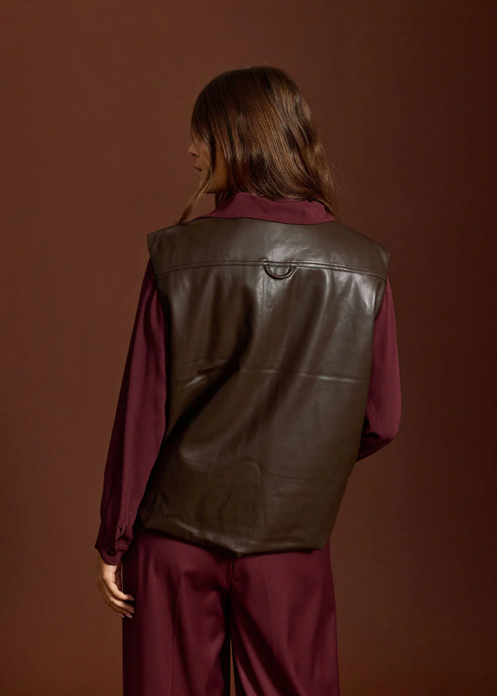 Lauren Vidal Owen Sleeveless Vest - Coffee - Shop 9