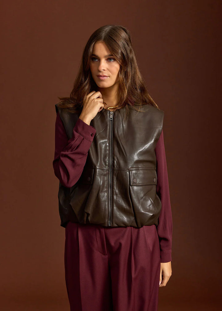 Lauren Vidal Owen Sleeveless Vest - Coffee - Shop 9