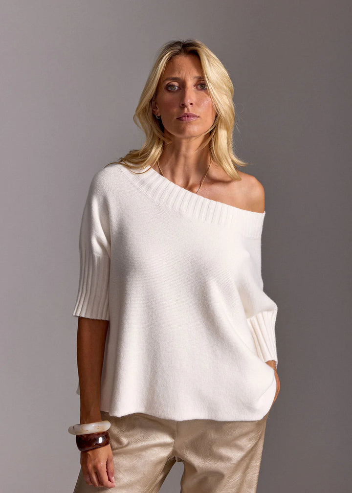 Lauren Vidal Vinci Short Boat Neck Sweater - Ecru - Shop 9