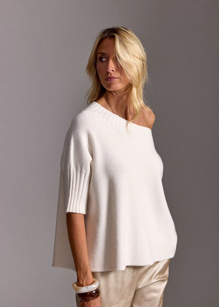 Lauren Vidal Vinci Short Boat Neck Sweater - Ecru - Shop 9