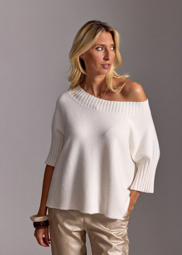 Lauren Vidal Vinci Short Boat Neck Sweater - Ecru - Shop 9
