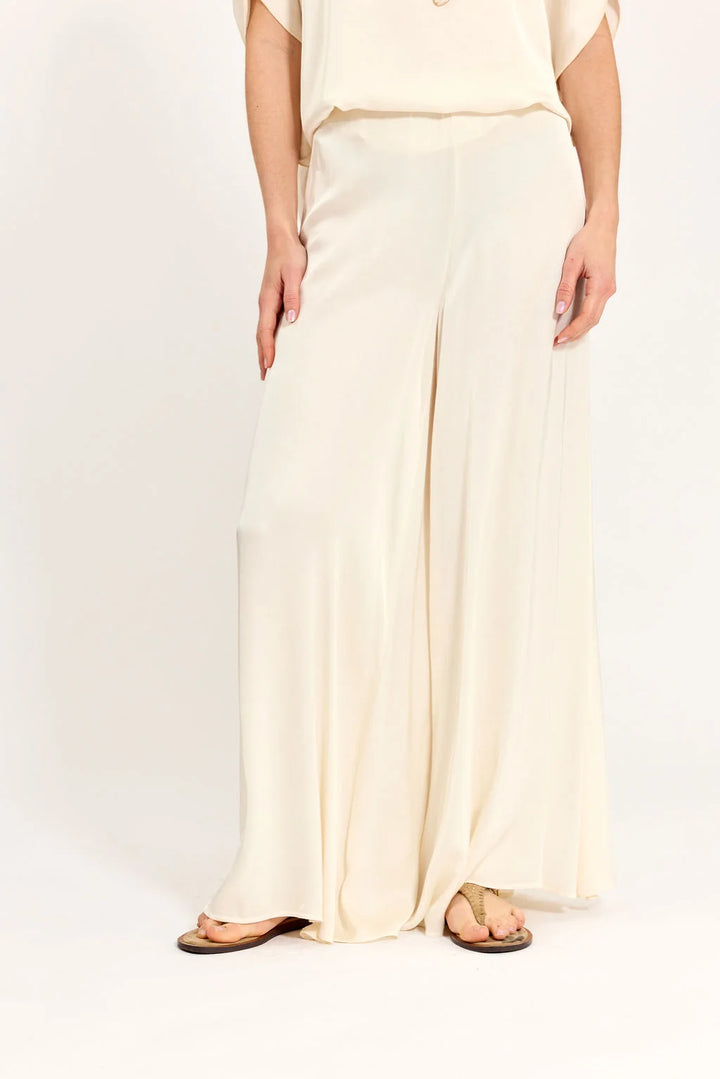 Lauren Vidal Fluid Wide Pants - Capry Ecru
