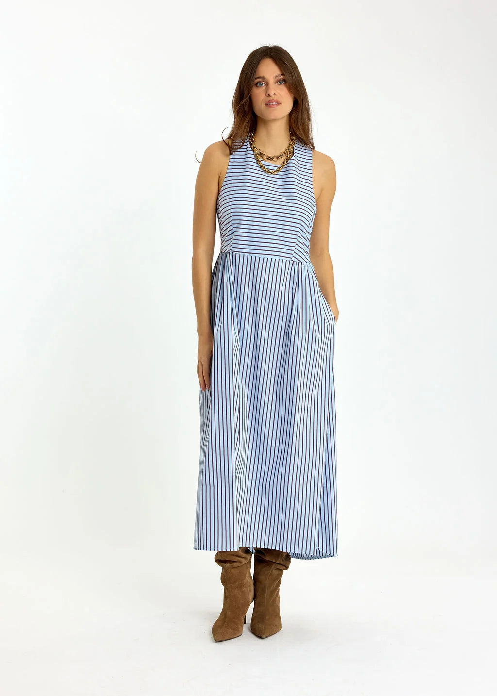 Lauren Vidal Striped Poplin Dress - Claire Sky