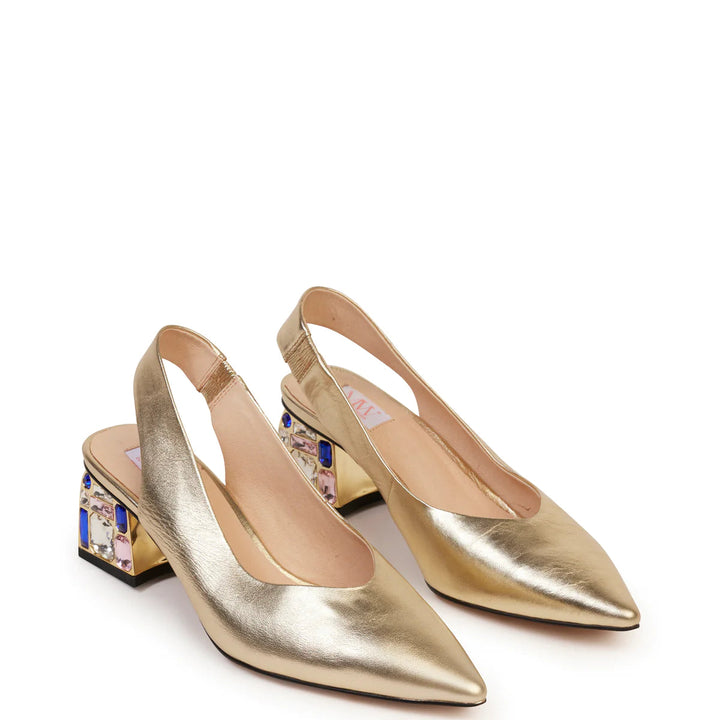 MW by Kathryn Wilson Jade Slingback Gold/Candy Gem Shoes - Shop 9