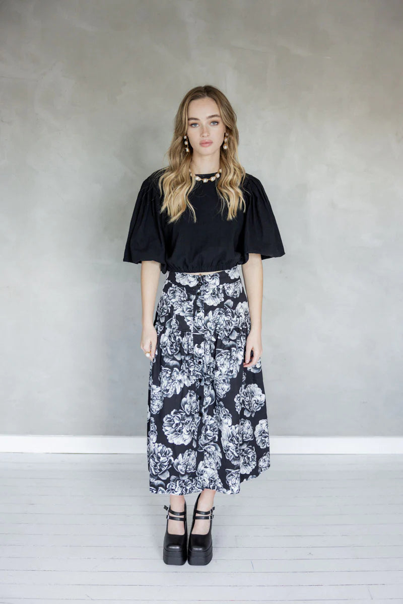 Mazu The Only Thing Skirt - Black Floral - Shop 9