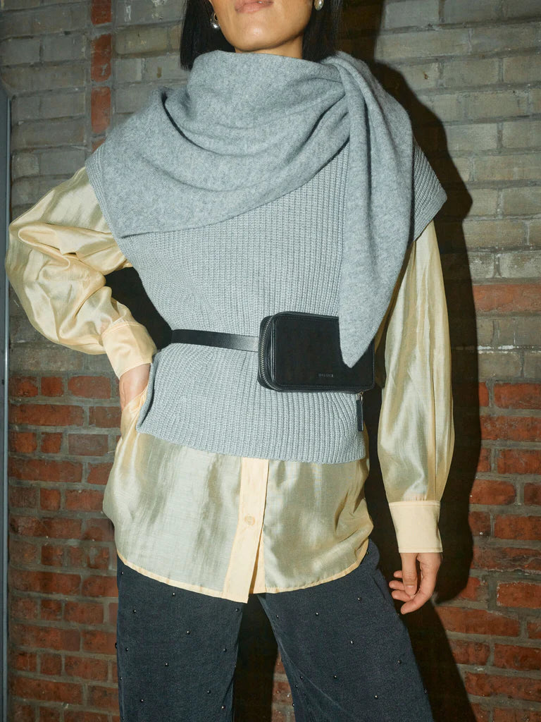 Mos Mosh Biola Bine Knit Vest - Grey Melange - Shop 9