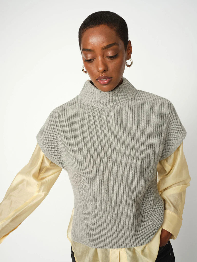 Mos Mosh Biola Bine Knit Vest - Grey Melange - Shop 9