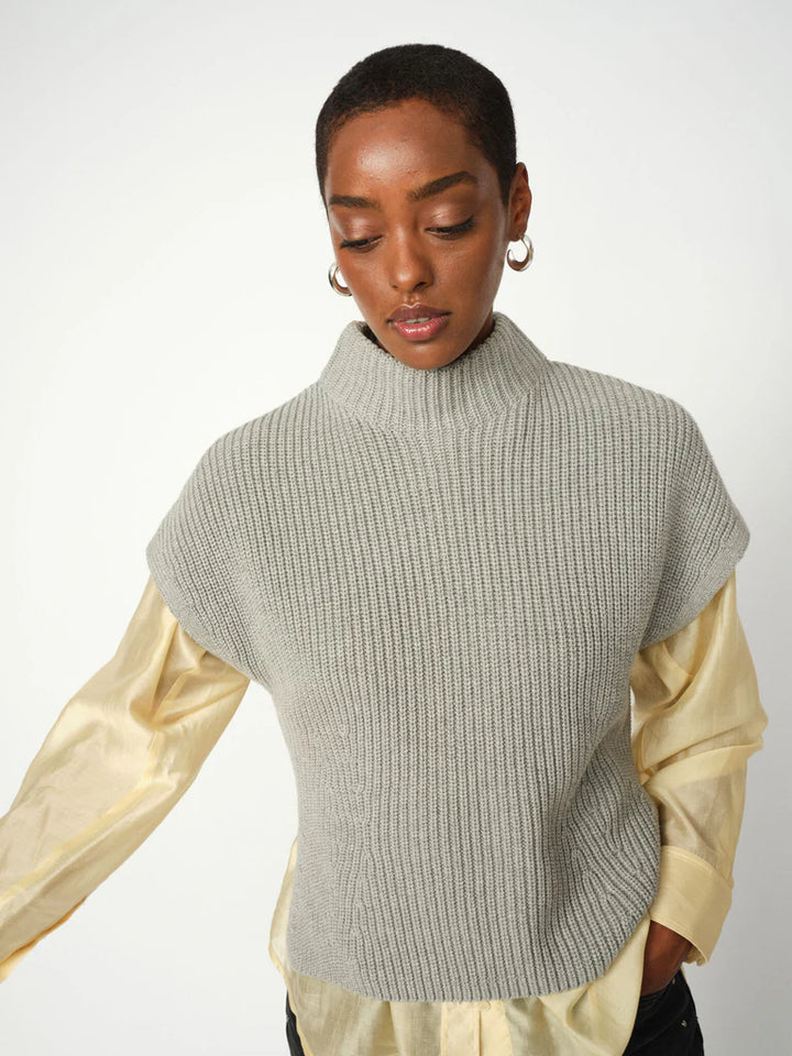 Mos Mosh Biola Bine Knit Vest - Grey Melange - Shop 9