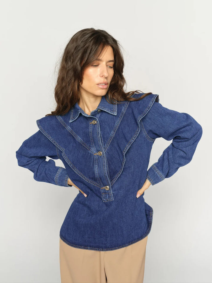 Mos Mosh Irina Denim Shirt - Dark Blue - Shop 9