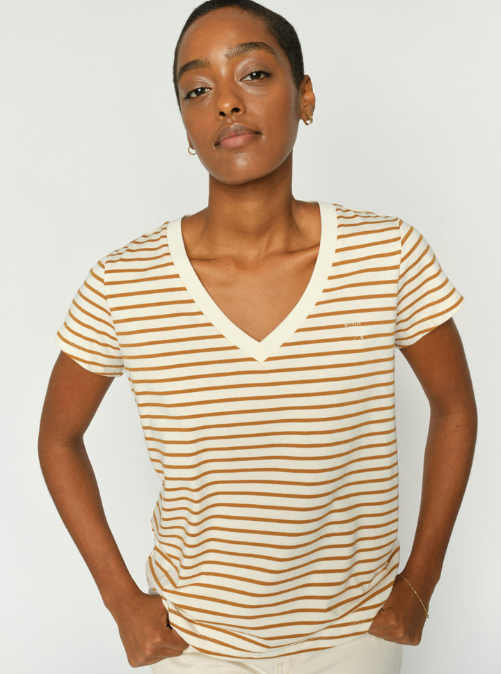 Mos Mosh Kala Stripe Tee - Petrified Oak