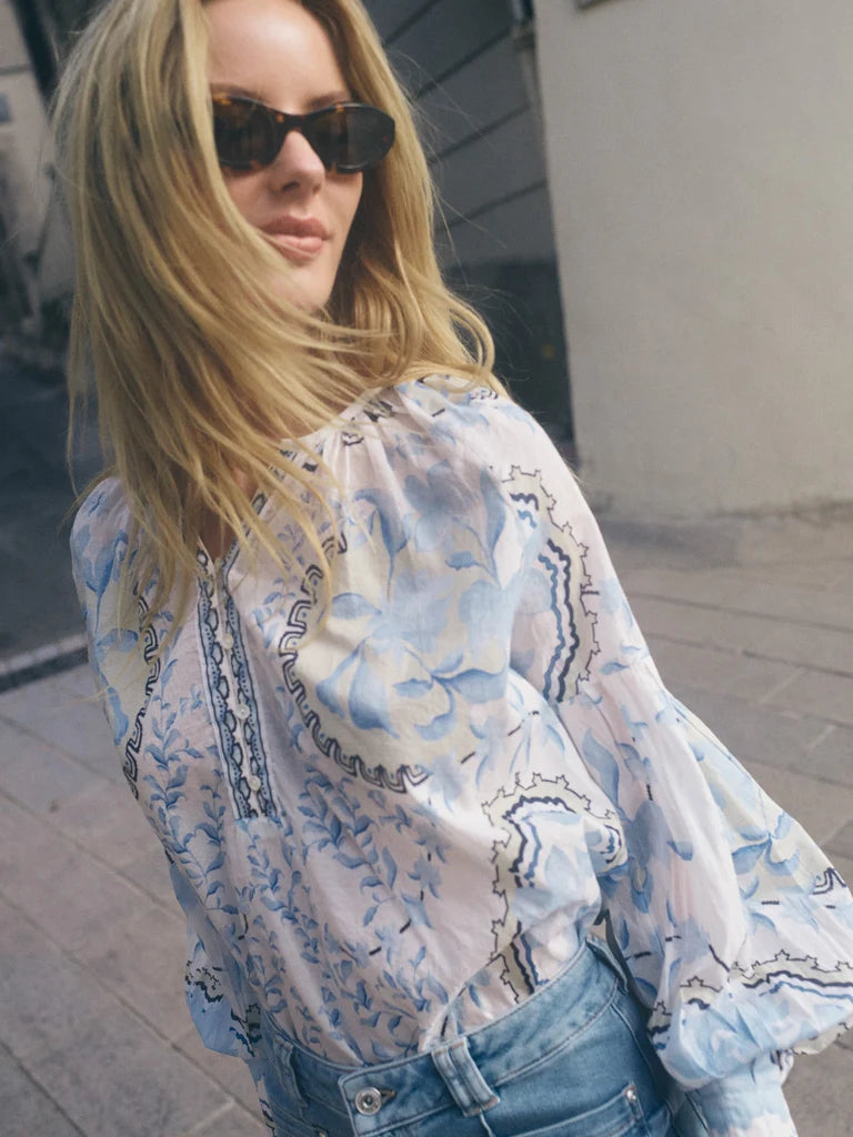 Mos Mosh Wylde Orchid Blouse - Brunnera Blue - Shop 9
