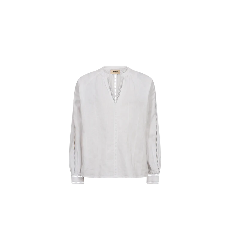 Mos Mosh Zeina Linen Blouse - White - Shop 9