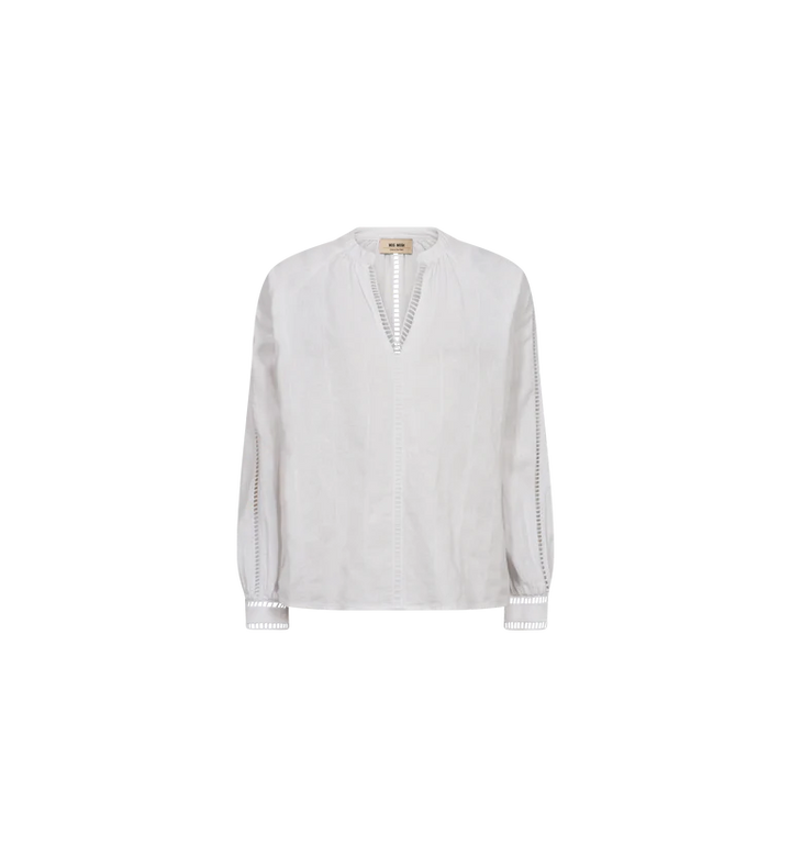 Mos Mosh Zeina Linen Blouse - White - Shop 9