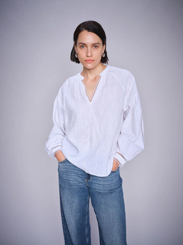 Mos Mosh Zeina Linen Blouse - White - Shop 9