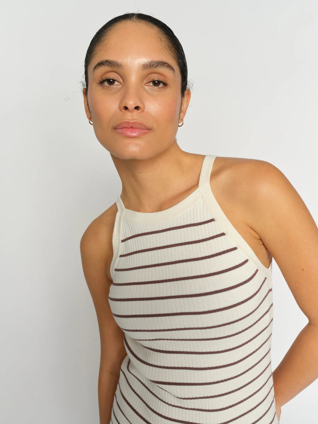 Mos Mosh Imanja Caliz Stripe Knit Top - Coffee Quartz - Shop 9