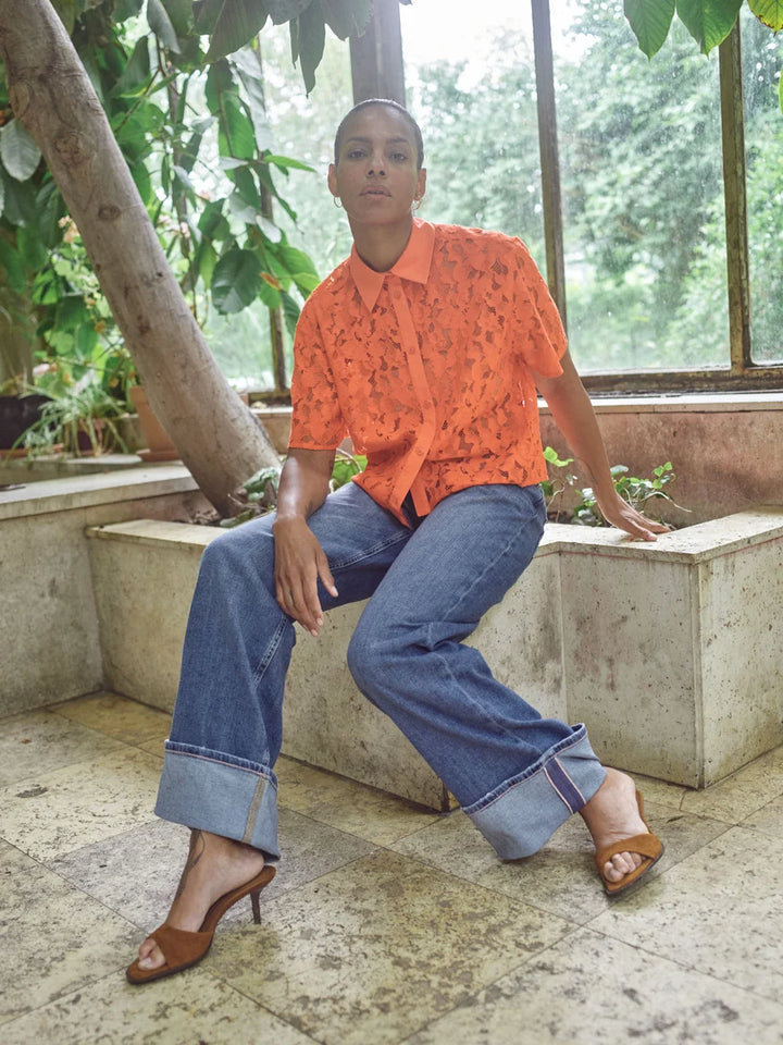 Mos Mosh Lia River Lace Shirt - Spicy Orange - Shop 9