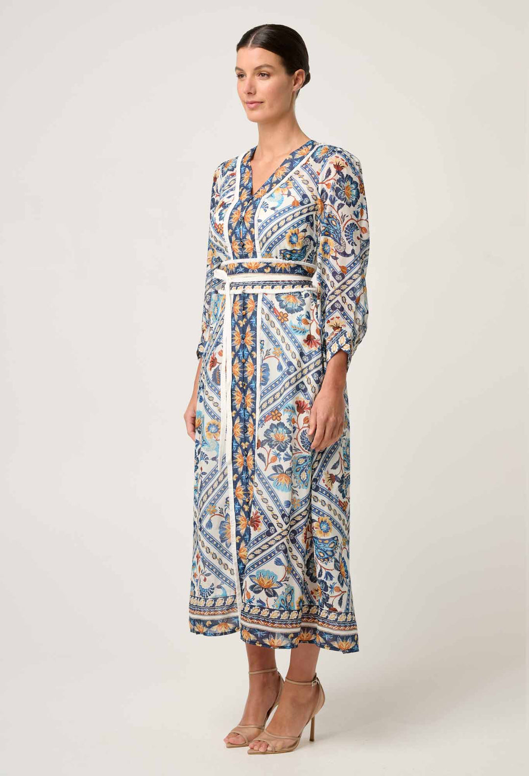 OnceWas Alexis Silk Cotton Midi Dress - Petinos Floros - Shop 9