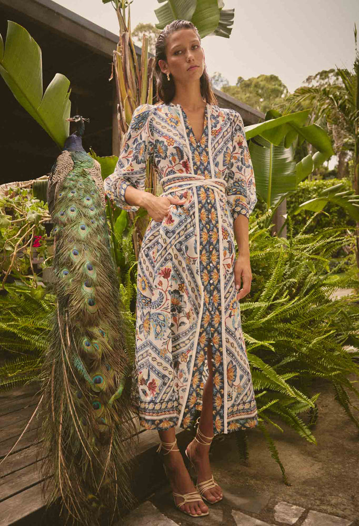 OnceWas Alexis Silk Cotton Midi Dress - Petinos Floros - Shop 9