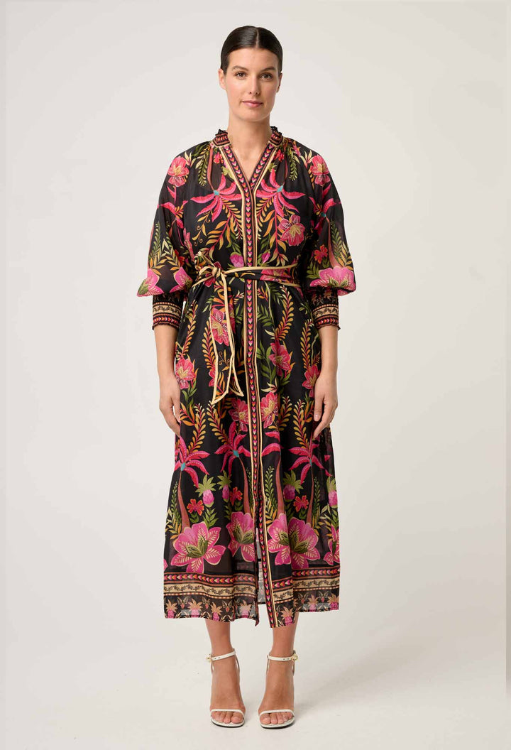 OnceWas Carmen Silk Cotton Maxi Dress - Anthos Lotos - Shop 9