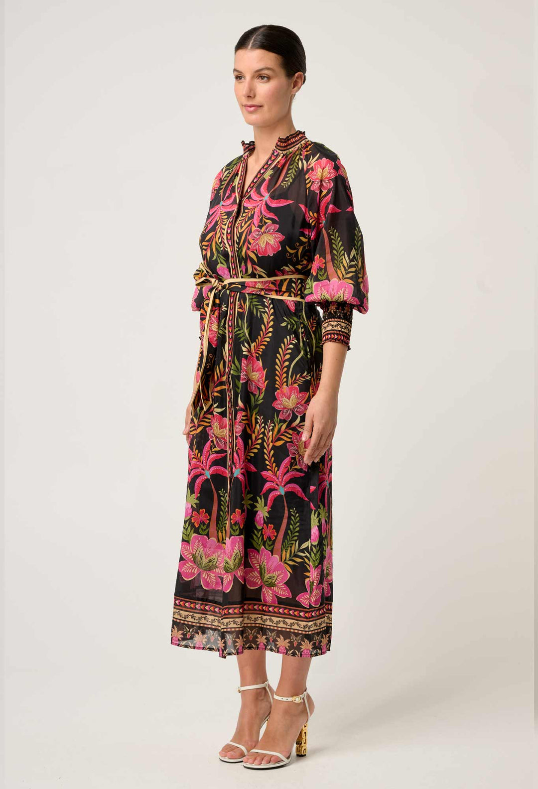 OnceWas Carmen Silk Cotton Maxi Dress - Anthos Lotos - Shop 9